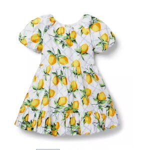 Janie & Jack Lemon Print Puff-Sleeve Dress, Girls 6